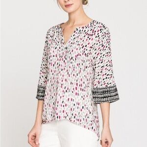 Nic + Zoe dotted 3/4 sleeve multi colored blouse‎ NWT small​​​​​​​